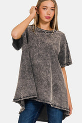 Zenana Women's Cotton Round Neck Dropped Shoulder Blouse - Comfortable & Stylish